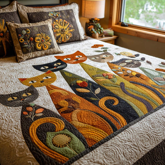 Happy Whiskers 3-Piece Quilted Bedding Set NCU0DV9111
