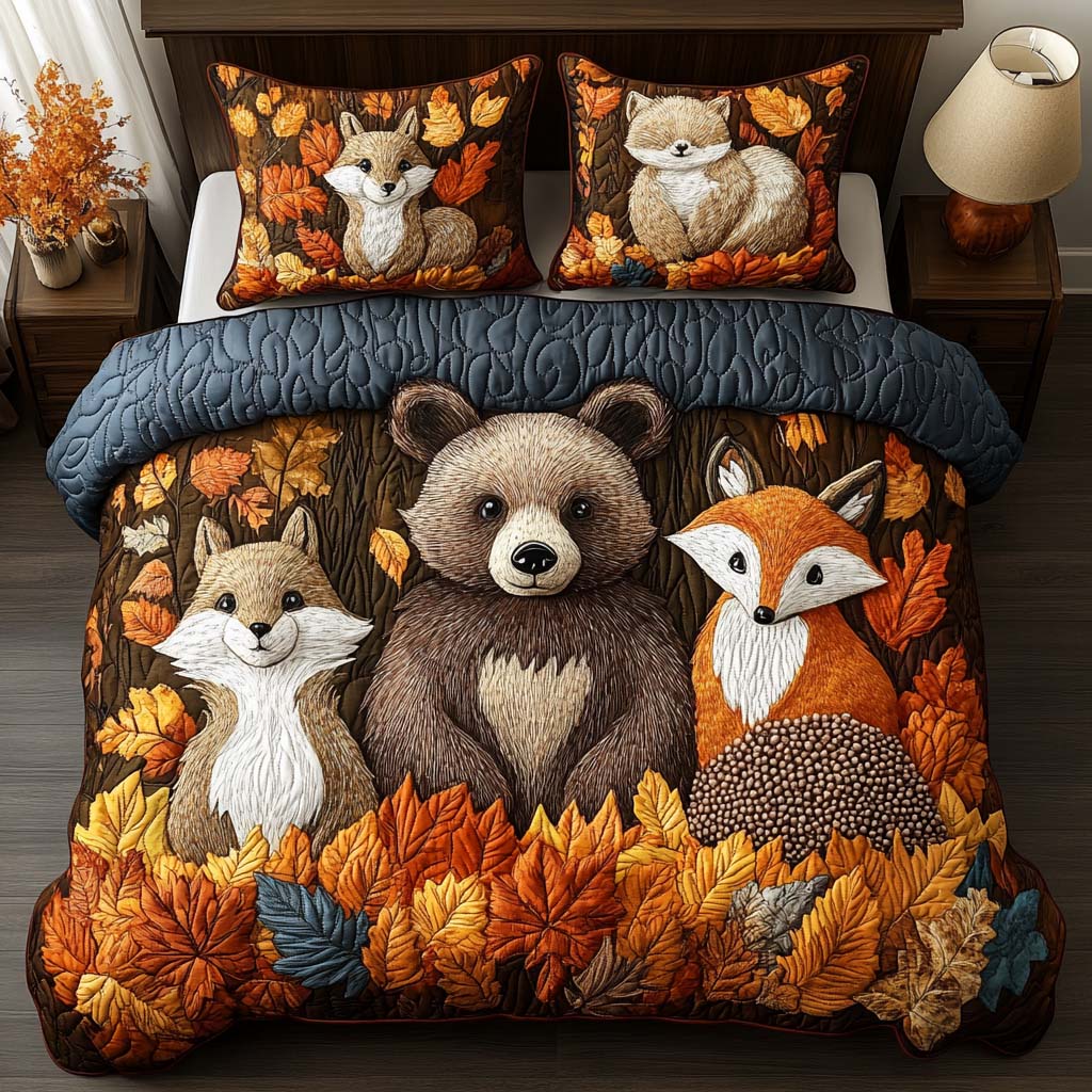 Happy Woodland Path 3-Piece Quilted Bedding Set NCU0NT8724