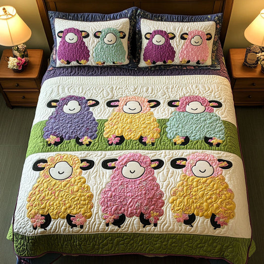 Happy Wooly Friends 3-Piece Quilted Bedding Set NCU0NT4324