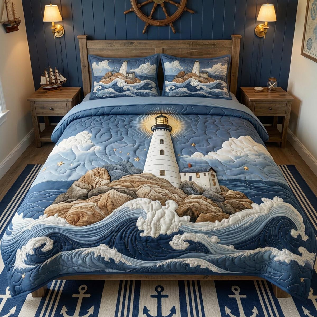 Harbor Light 3-Piece Quilted Bedding Set NCU0DV2947
