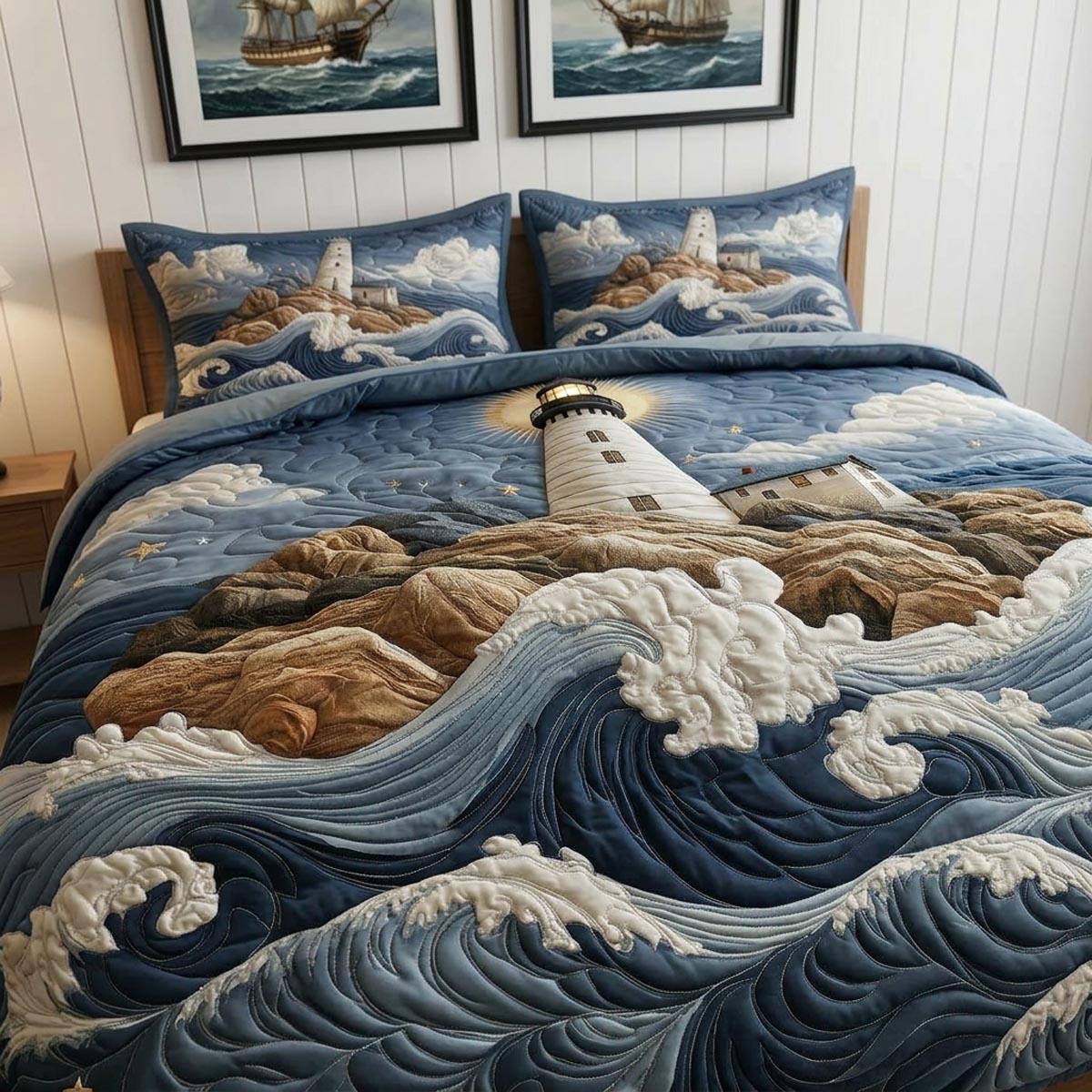 Harbor Light 3-Piece Quilted Bedding Set NCU0DV2947