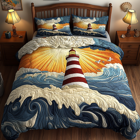 Harbor Beacon 3-Piece Quilted Bedding Set NCU0VL1398