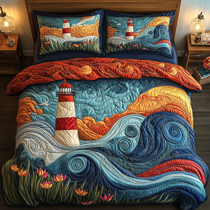 Harbor Light 3-Piece Quilted Bedding Set NCU0DV4593