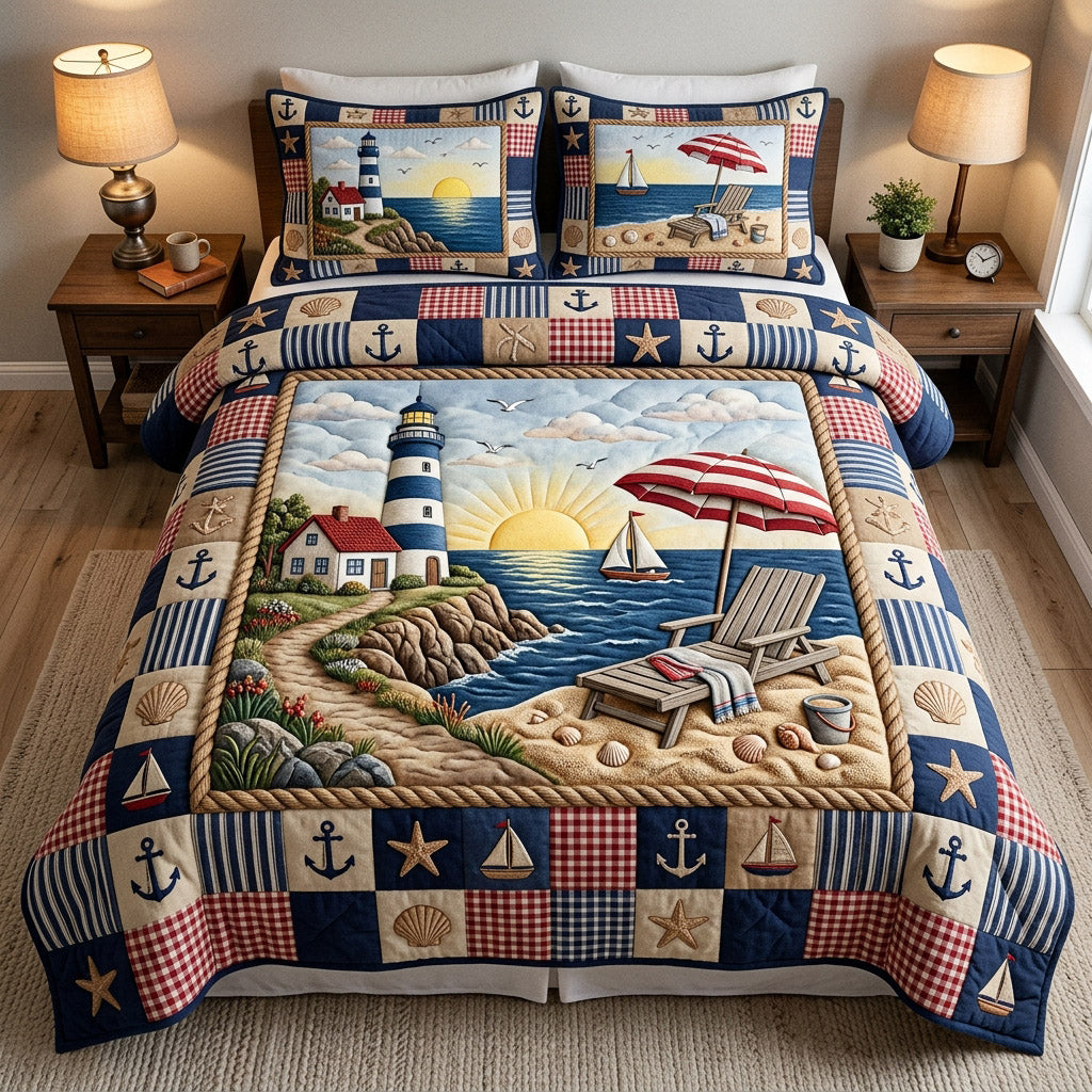 Harbor Nautical Charm 3-Piece Quilted Bedding Set NCU0HH2017