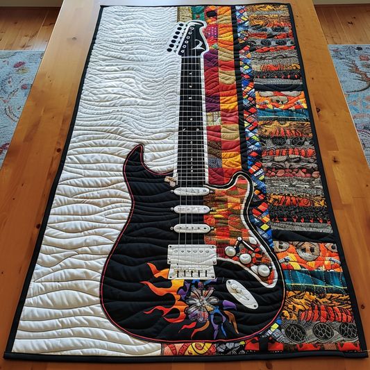 Harmonious Guitar Colors Quilted Table Runner NCU0TH783