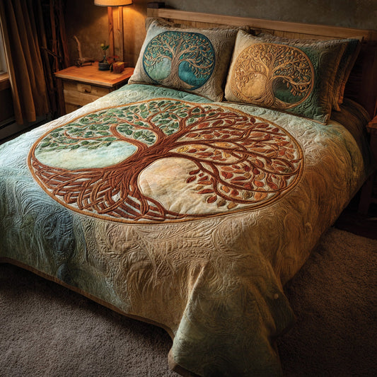 Harmony Circle 3-Piece Quilted Bedding Set NCU0VL3111
