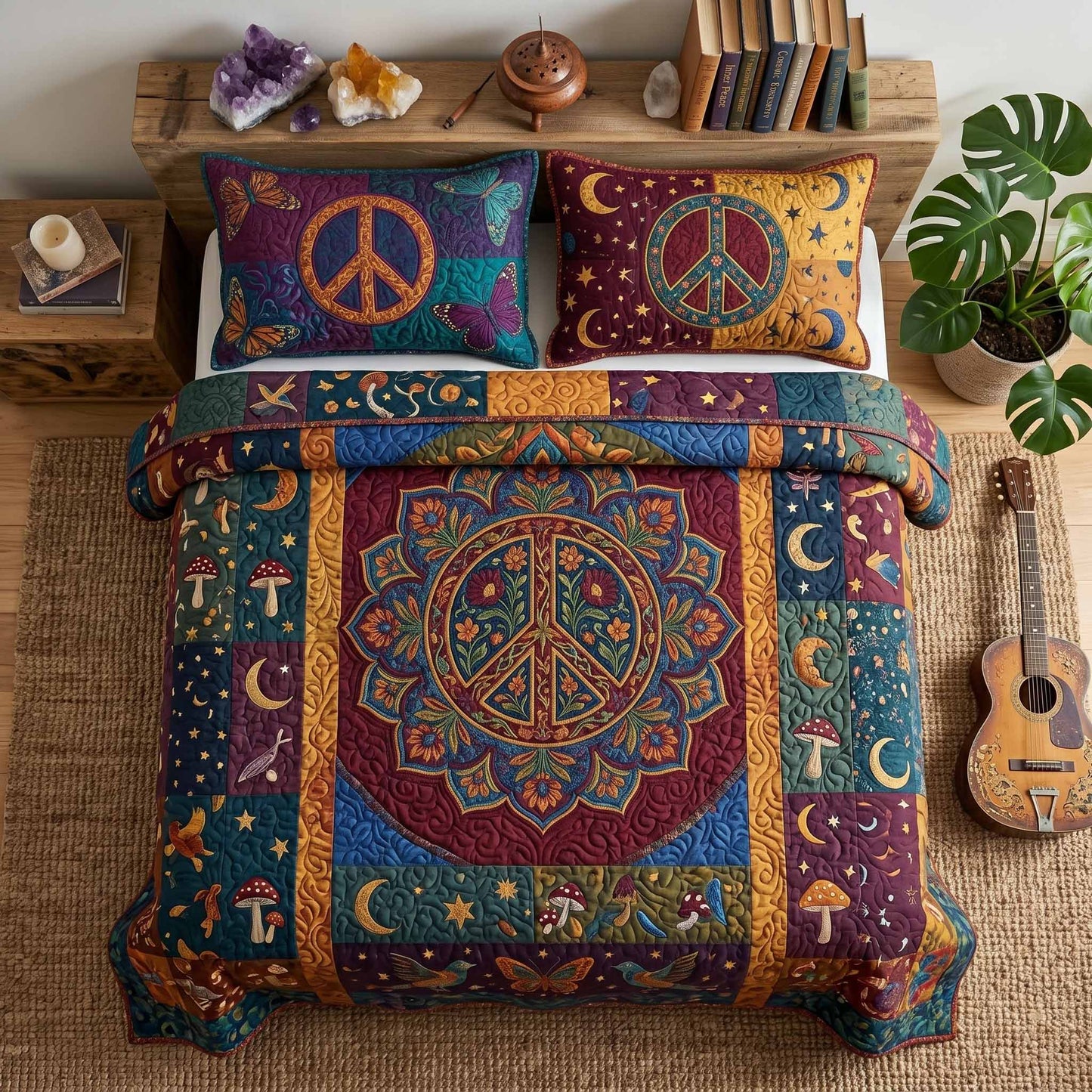 Harmony Mandala 3-Piece Quilted Bedding Set NCU0XD2771