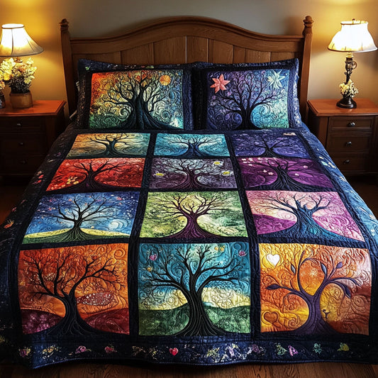 Harmony Tree 3-Piece Quilted Bedding Set NCU0DK11939