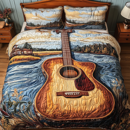 Harmony Waves 3-Piece Quilted Bedding Set NCU0VH4735