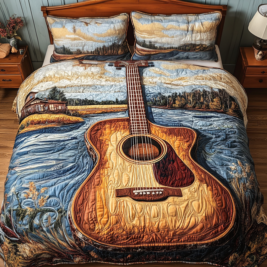 Harmony Waves 3-Piece Quilted Bedding Set NCU0VH4735