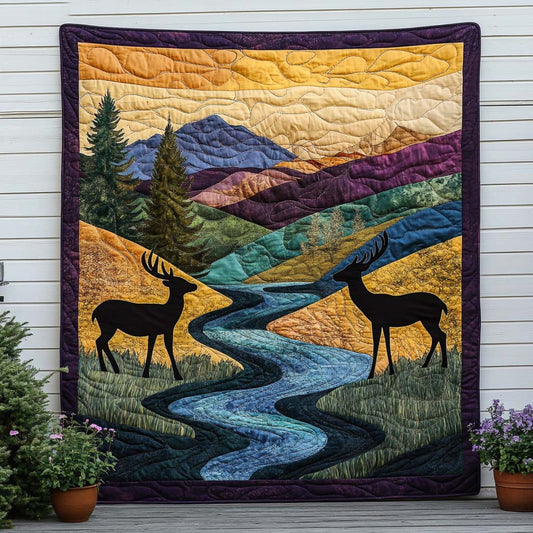 Harmony With Deer Quilted Blanket NCU0NT8122