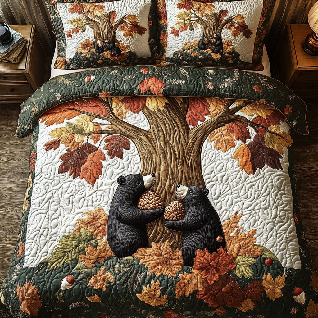 Harvest Bear Parade 3-Piece Quilted Bedding Set NCU0PT8114
