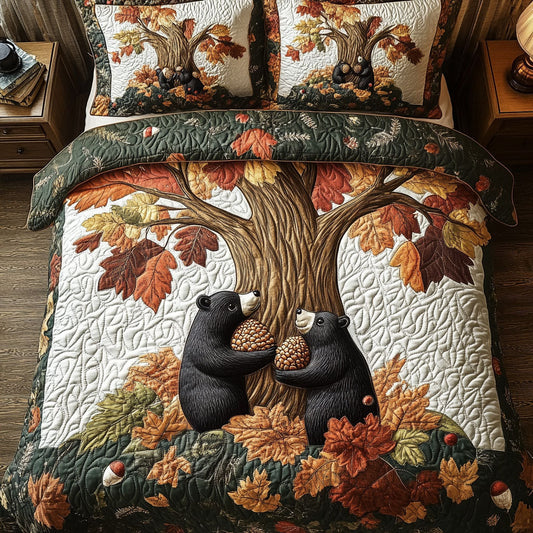 Harvest Bear Parade 3-Piece Quilted Bedding Set NCU0PT8114