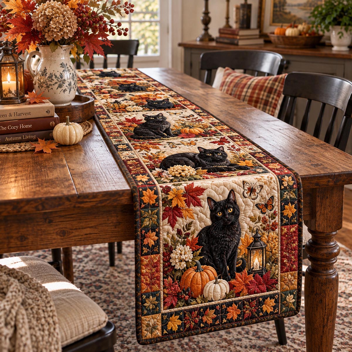 Harvest Black Cat Quilted Table Runner NCU0DV10471