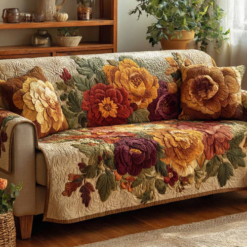 Harvest Blooms Quilted Sofa Cover NCU0XD2439