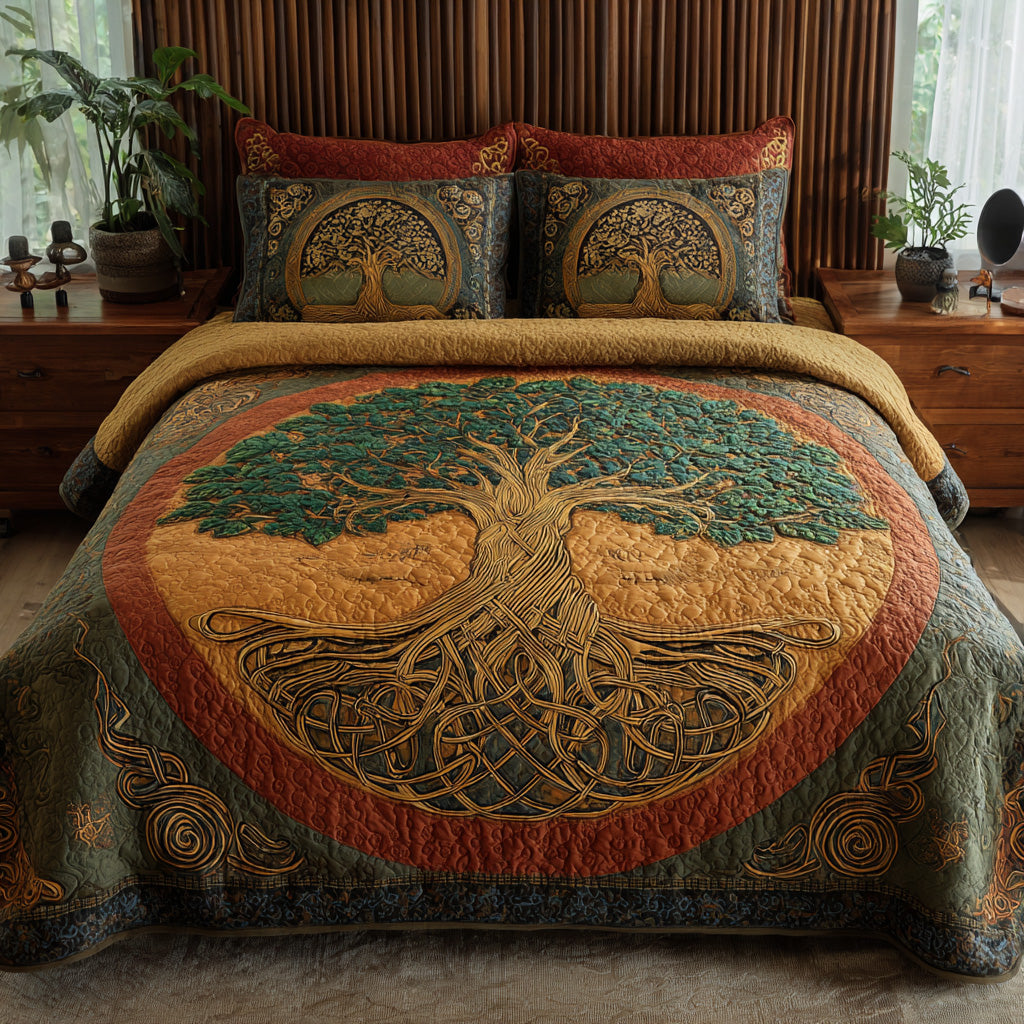 Harvest Boughs 3-Piece Quilted Bedding Set NCU0VL3124
