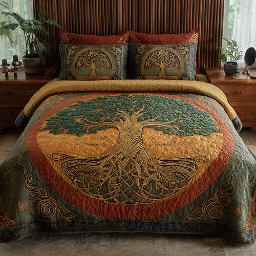 Harvest Boughs 3-Piece Quilted Bedding Set NCU0VL3124