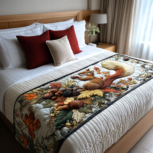 Harvest Day Squirrel Quilted Bed Runner NCU0PT7938