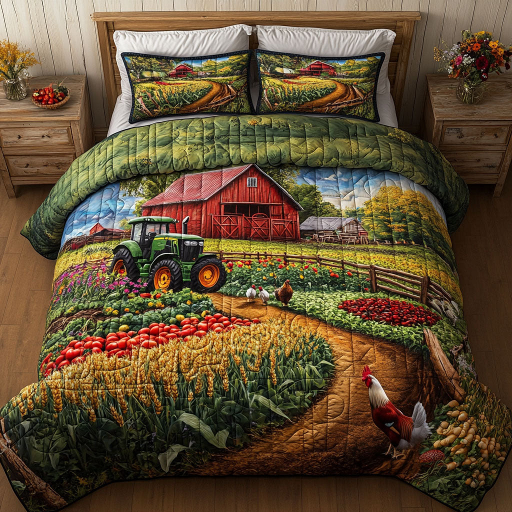 Harvest Fields 3-Piece Quilted Bedding Set NCU0NT6140