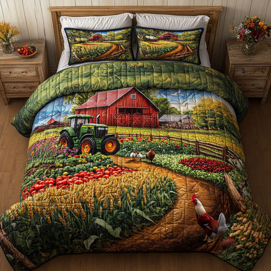 Harvest Fields 3-Piece Quilted Bedding Set NCU0NT6140