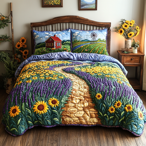 Harvest Fields 3-Piece Quilted Bedding Set NCU0VL1914