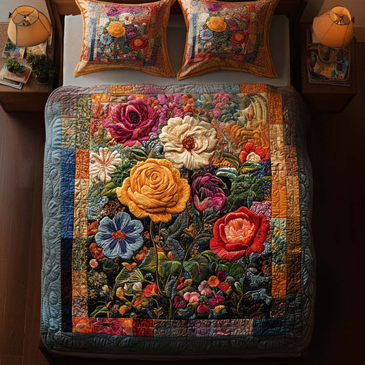 Harvest Flower Magic 3-Piece Quilted Bedding Set NCU0NT8386