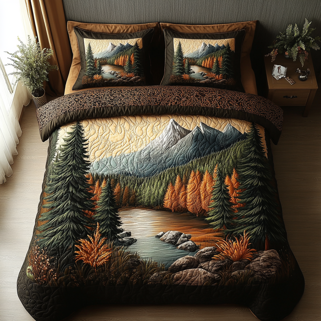 Harvest Forest 3-Piece Quilted Bedding Set NCU0DV5306