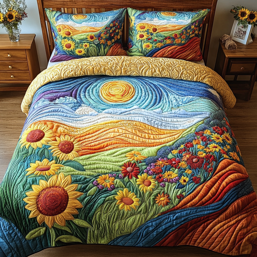 Harvest Glow 3-Piece Quilted Bedding Set NCU0VH3572