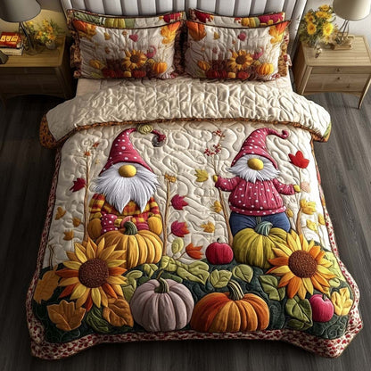 Harvest Gnome Blessing 3-Piece Quilted Bedding Set NCU0NT8368