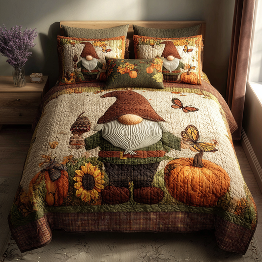 Harvest Gnome Parade 3-Piece Quilted Bedding Set NCU0PT8553