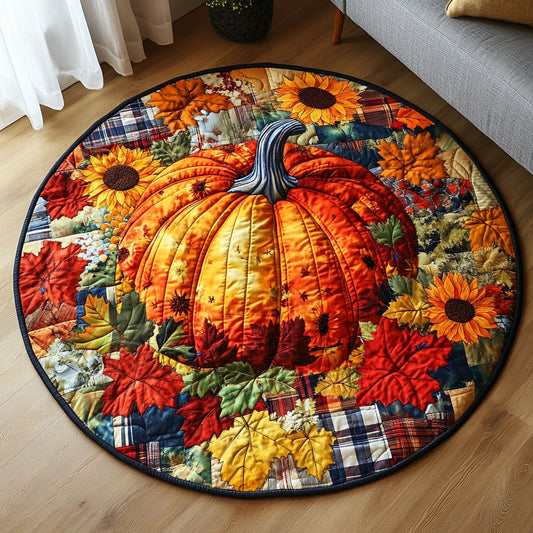 Harvest Gold Pumpkins Quilted Round Mat NCU0PT7878