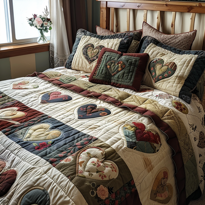 Harvest Hearts 3-Piece Quilted Bedding Set NCU0DV5790