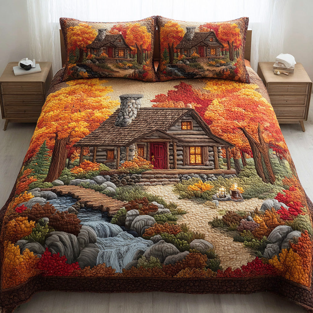 Harvest Maple Forest 3-Piece Quilted Bedding Set NCU0TD1819