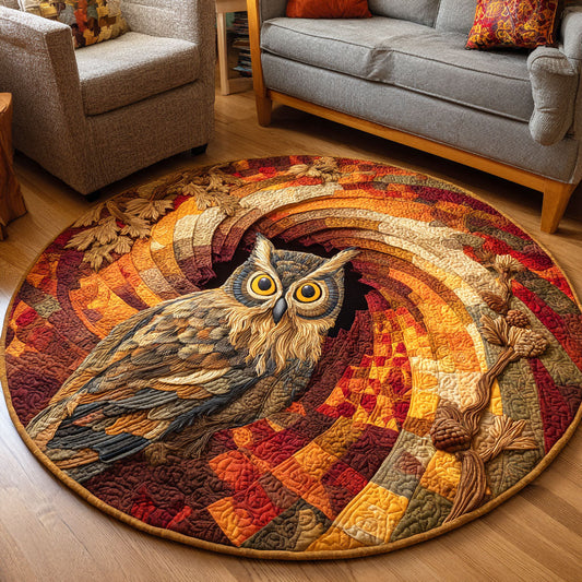 Harvest Owl Quilted Round Mat NCU0TD495