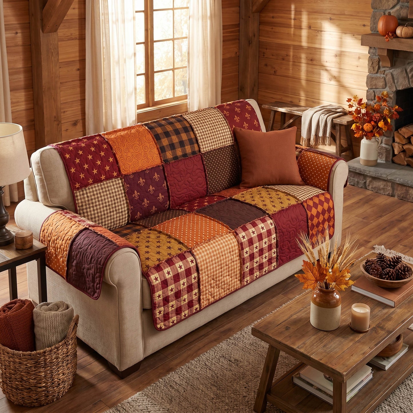 Harvest Patch Quilted Sofa Cover NCU0TD2876