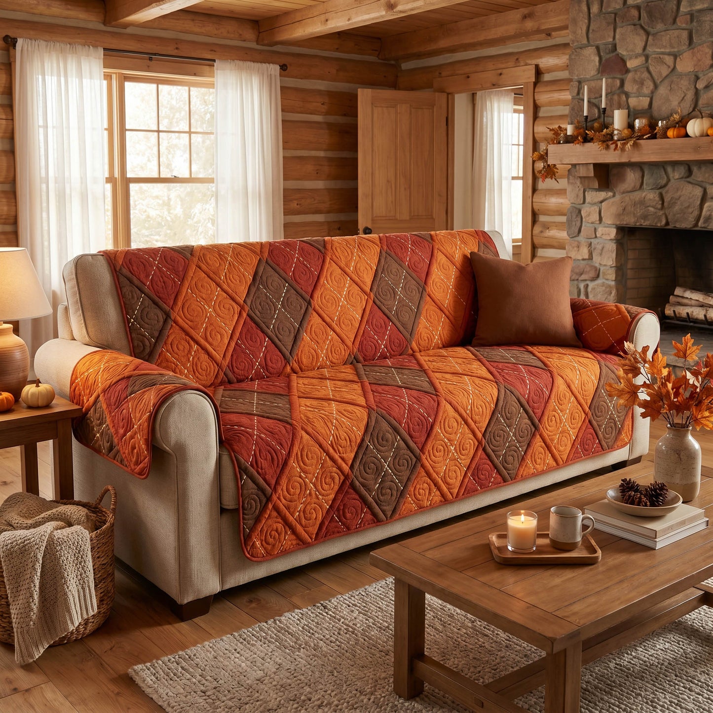 Harvest Patchwork Quilted Sofa Cover NCU0TD2871
