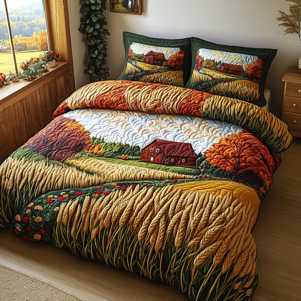 Harvest Path 3-Piece Quilted Bedding Set NCU0DV7104
