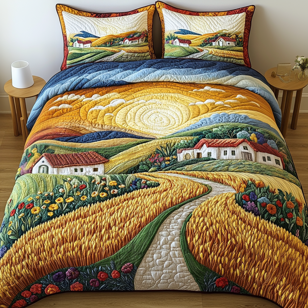 Harvest Path 3-Piece Quilted Bedding Set NCU0VL1948