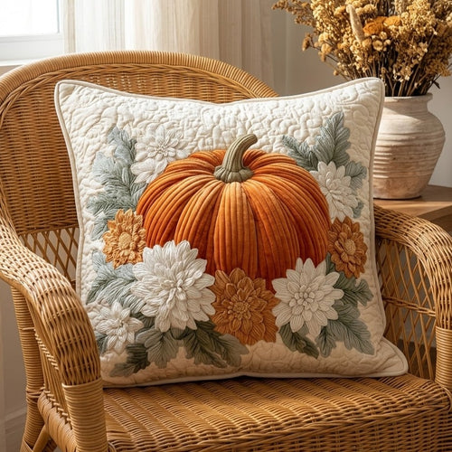 Floral Pumpkin Fields Quilted Pillow Case NCU0VL3648