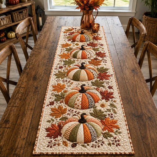 Harvest Pumpkin Quilted Table Runner NCU0TD3196