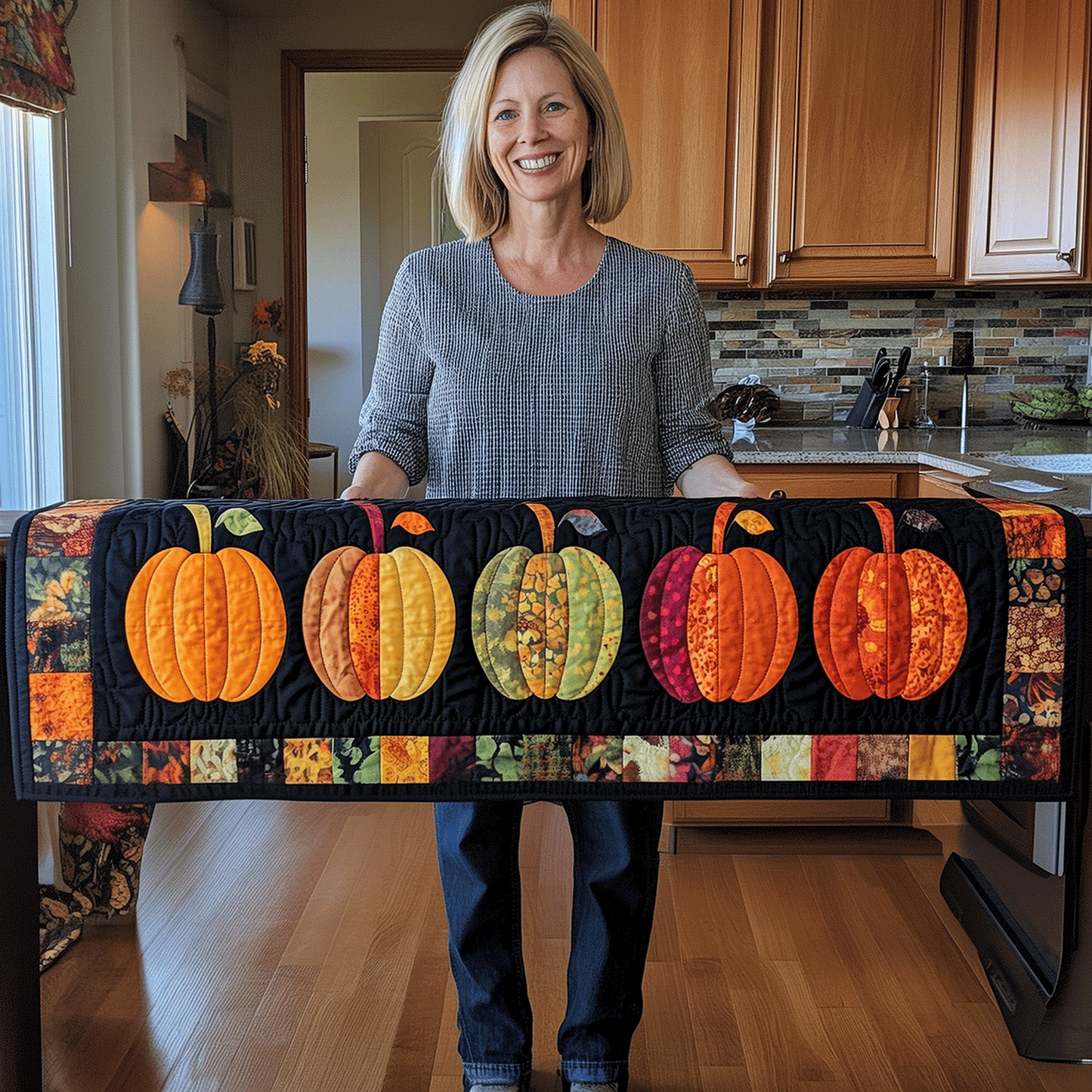 Harvest Pumpkin Quilted Table Runner NCU0TH1721