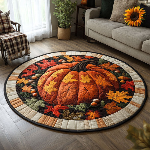 Harvest Pumpkins Forever Quilted Round Mat NCU0PT7879