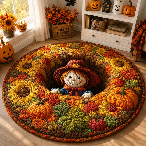 Harvest Scarecrow Illusion Quilted Round Mat NCU0HH2072
