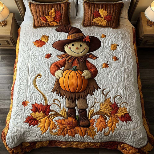 Harvest Scarecrow Joy 3-Piece Quilted Bedding Set NCU0NT8376