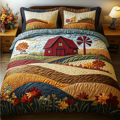 Harvest Scene 3-Piece Quilted Bedding Set NCU0DK6686