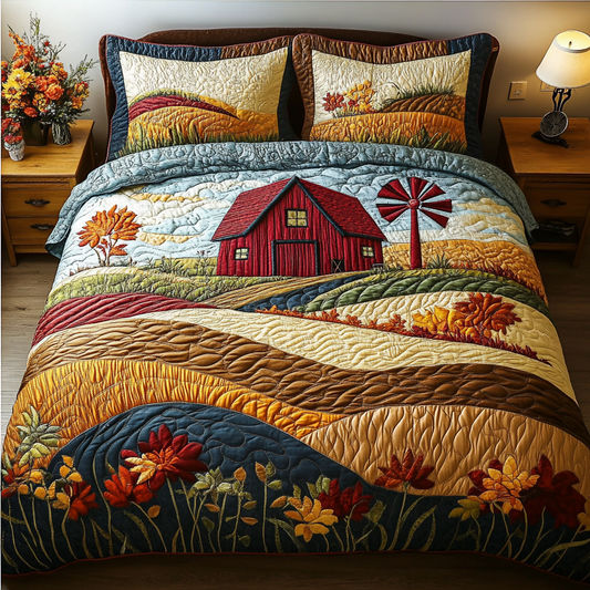 Harvest Scene 3-Piece Quilted Bedding Set NCU0DK6686