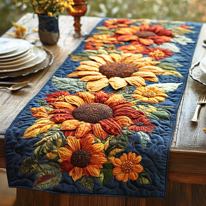 Harvest Sunflower Field Quilted Table Runner NCU0TD693