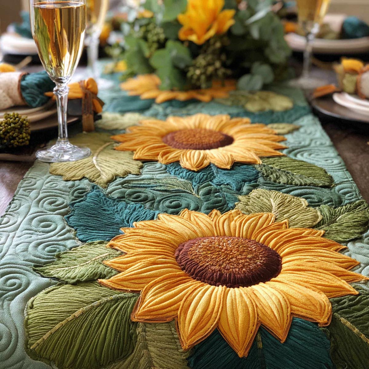 Harvest Sunflower Quilted Table Runner NCU0DV9437