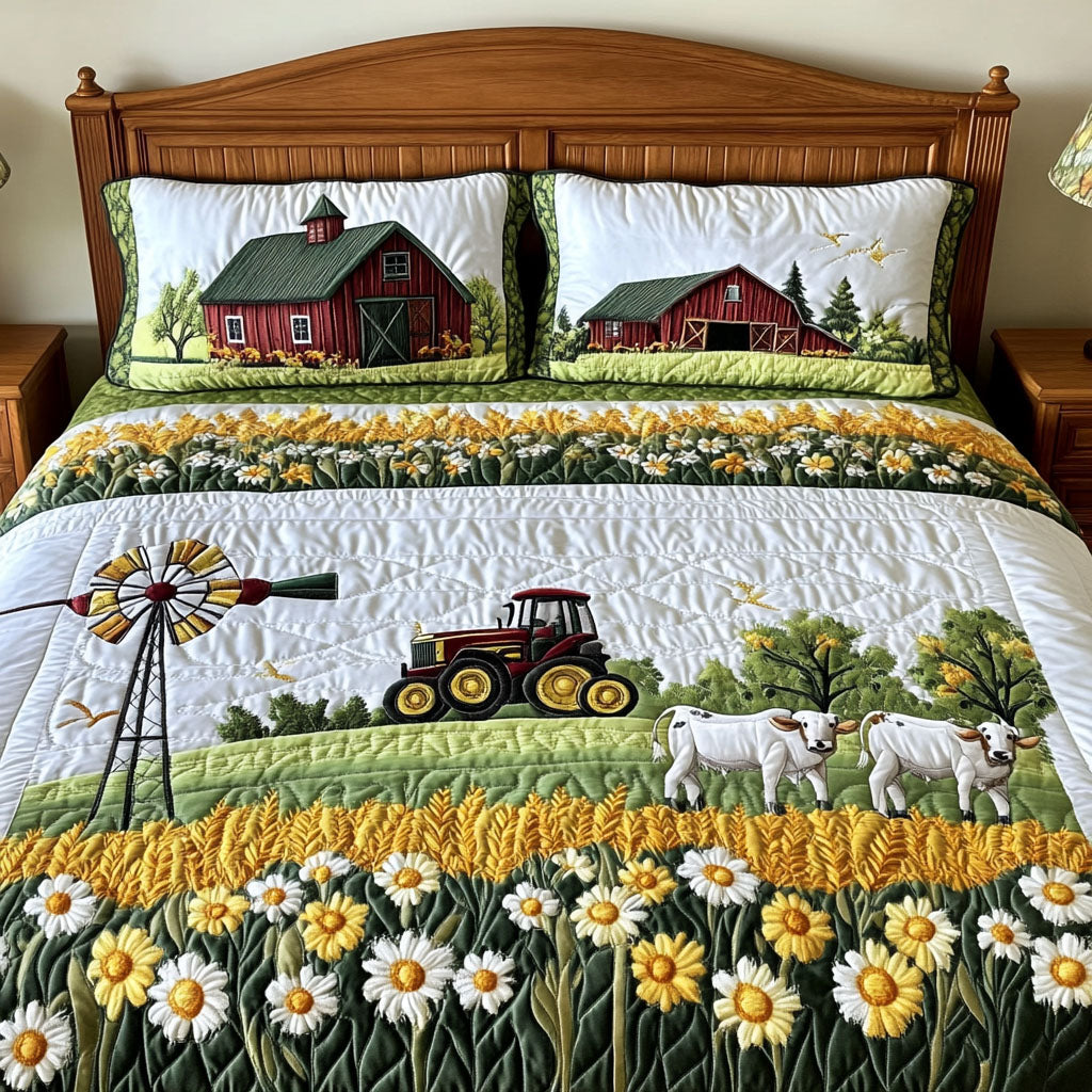 Harvest Time Blossoms 3-Piece Quilted Bedding Set NCU0PT7785