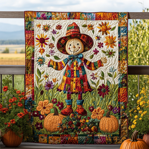 Harvest Time Scarecrow Quilted Blanket NCU0PD732